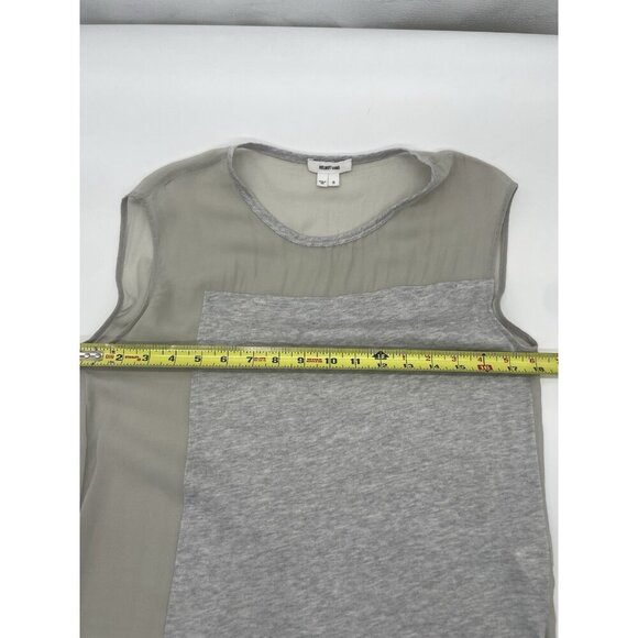 Helmut Lang Top Sz S Silk-Chiffon Gray Round Neck Semi Sheer Blouse Elegant Tank - Picture 5 of 5